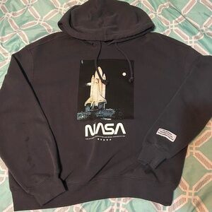 H&M Black NASA Cropped Sweatshirt Casual Wear